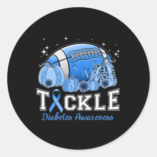 Tackle Football Diabetes Blue Ribbon Dibetes Aware Runder Aufkleber