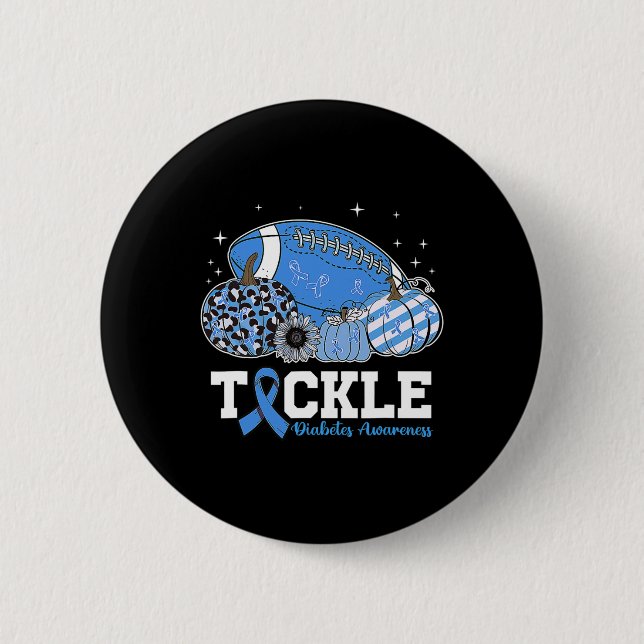 Tackle Football Diabetic Blue Diabetes Typ 1 Aware Button (Vorderseite)