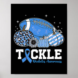 Tackle Football Diabetic Blue Diabetes Typ 1 Aware Poster