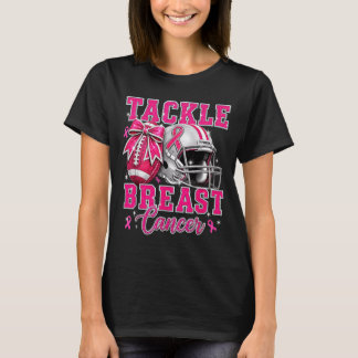 Tackle Football Pink Ribbon Helm Brustkrebs T-Shirt