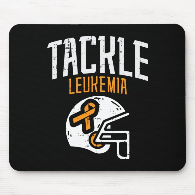 Tackle Leukemia Helmet Orange Ribbon Blood Cancer  Mousepad (Vorne)
