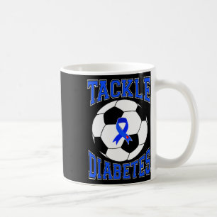 Tackle Soccer Blue Ribbon Diabetes-Bewusstseins-Ka Kaffeetasse