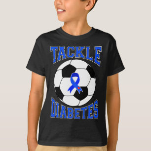 Tackle Soccer Blue Ribbon Diabetes-Bewusstseins-Ka T-Shirt
