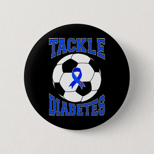 Tackle Soccle Blue Ribbon Tackle Diabetes Awarenes Button (Vorderseite)