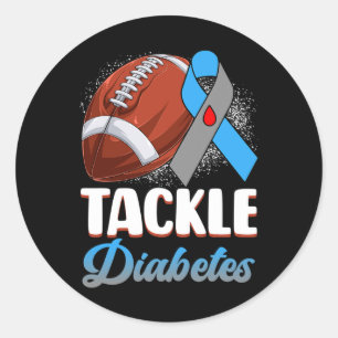 Tackle Typ 1 Diabetes Awareness Football Blue und Runder Aufkleber