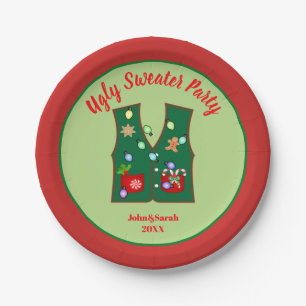 Tacky Christmas Lights Ugly Sweater Party Pappteller