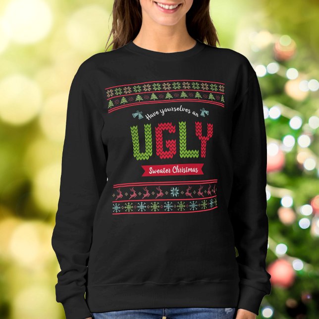 Tacky Christmas Nordic Red Green Strick Pattern Ug Sweatshirt (Von Creator hochgeladen)