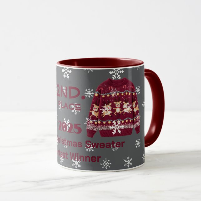 Tacky-Christmas-Pullover 2. Platz Gewinner Contest Tasse (VorderseiteRechts)