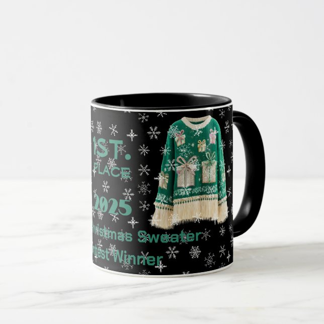 Tacky-Christmas-Pullover-Wettbewerb-Gewinner-Tasse Tasse (VorderseiteRechts)