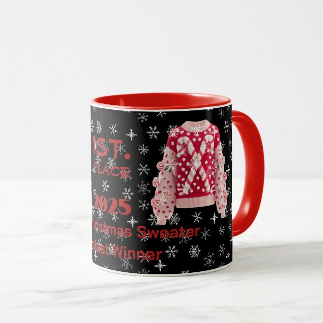 Tacky-Christmas-Pullover-Wettbewerb-Gewinner-Tasse Tasse (VorderseiteRechts)