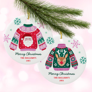Tacky Christmas Sweater Name der Weihnachtsfamilie Keramik Ornament