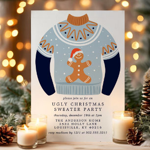 Tacky Gingerbread Man hässlicher Weihnachtspullove Einladung