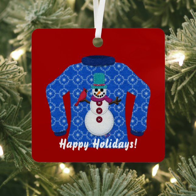 Tacky Ugly Christmas Sweater personalize Ornament Aus Metall (InSitu)