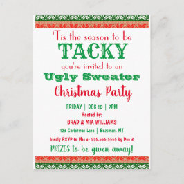 Tacky Ugly Sweater Christmas Party Einladung Postkarte