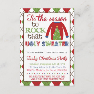 Tacky Ugly Sweater Feiertag Party Einladung