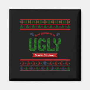 Tacky Weihnachten Nordic Strickmuster Rot Grün Häs Magnet
