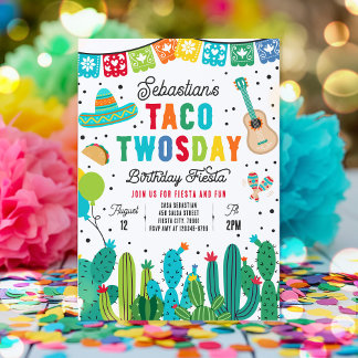 Taco 2 Wosday Birthday Fiesta 2. Geburtstag Party Einladung