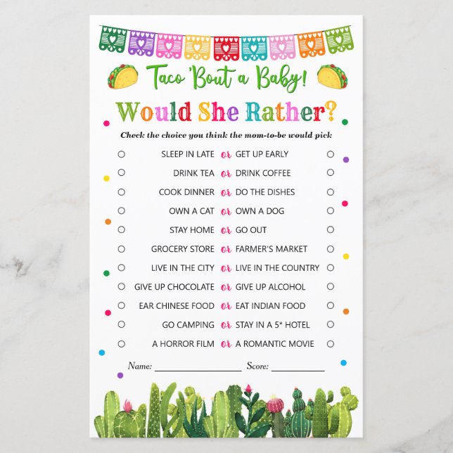 Taco Baby Dusche würde sie eher Spiel Cacti Thema (Vorderseite)