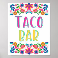 Taco Bar Fiesta Party Mexikanische Blume Poster