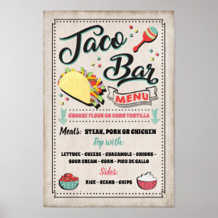 Taco Bar Menu Party Signierung Poster