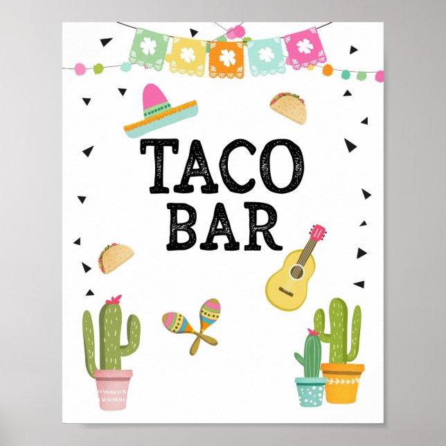 Taco Bar Mexican Food Cactus Fiesta Table Sign Poster (Vorne)