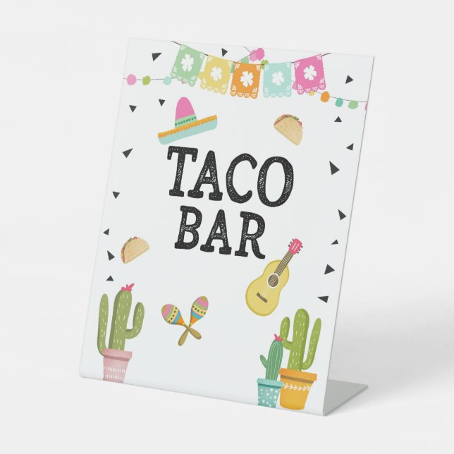 Taco Bar Mexican Food Cactus Fiesta Table Sign Sockelschild (Vorderseite)