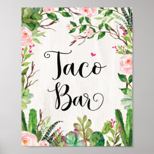 Taco Bar Schild Fiesta Kaktus Floral Shower Schild