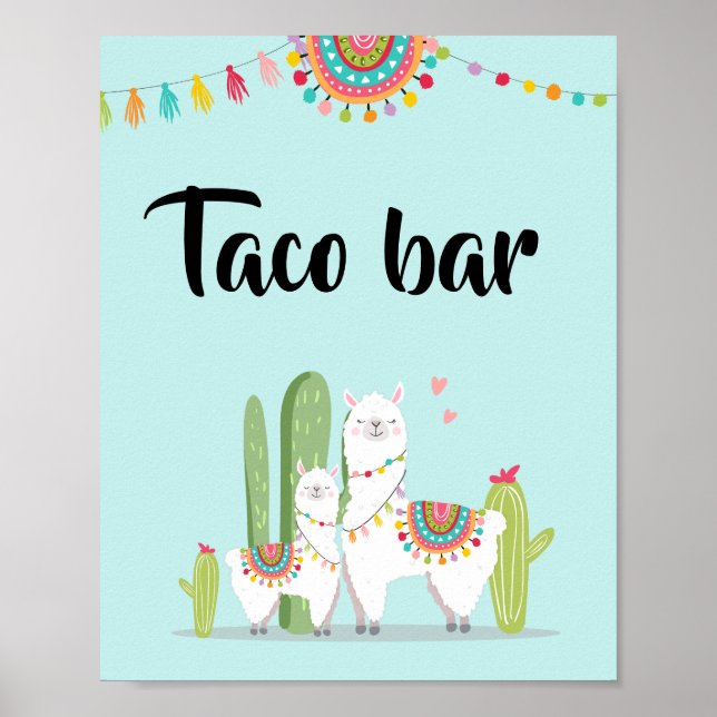 Taco Bar Snack Fiesta Llama Baby Duschecke Poster (Vorne)
