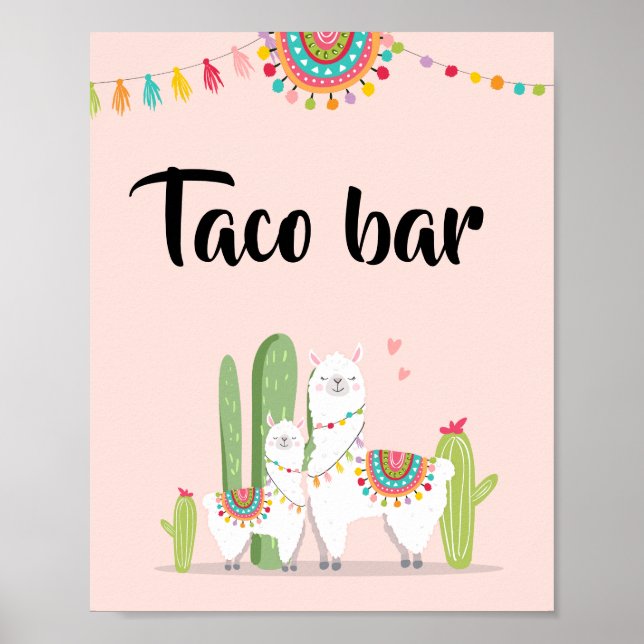 Taco Bar Snack Fiesta Llama Baby Duschecke Poster (Vorne)