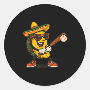 Taco Baseball Cinco de Mayo  Runder Aufkleber