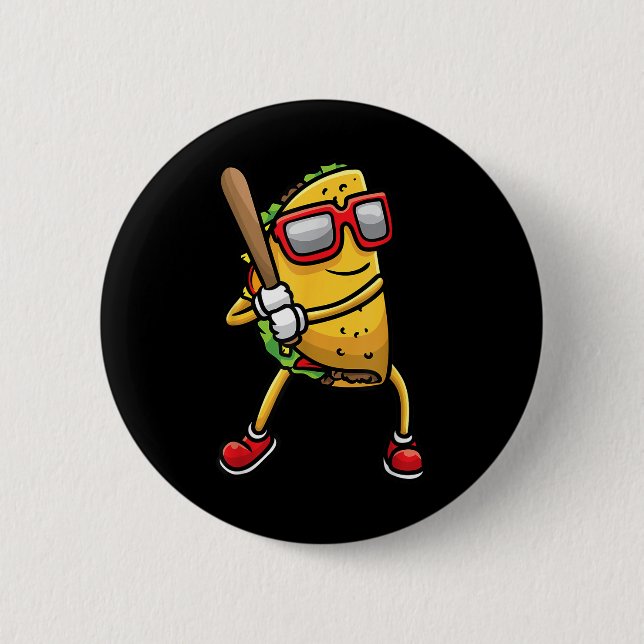 Taco Baseball Mexican Cinco De Mayo Kinder m Button (Vorderseite)