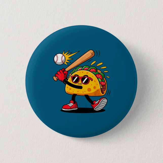 Taco baseball mexican cinco de mayo men kids  button (Vorderseite)