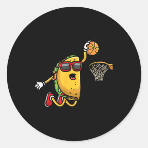Taco Basketball mexikanisches Cinco De Mayo Kinder Runder Aufkleber