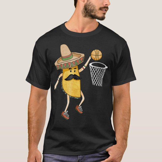 Taco Basketball Slam Dunk Sport Funny Cinco De T-Shirt (Vorderseite)