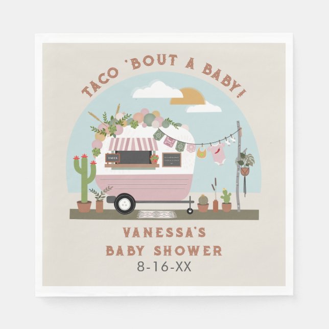 Taco Bout A Baby Boho Camper Girl Baby Dusche Serviette (Vorderseite)
