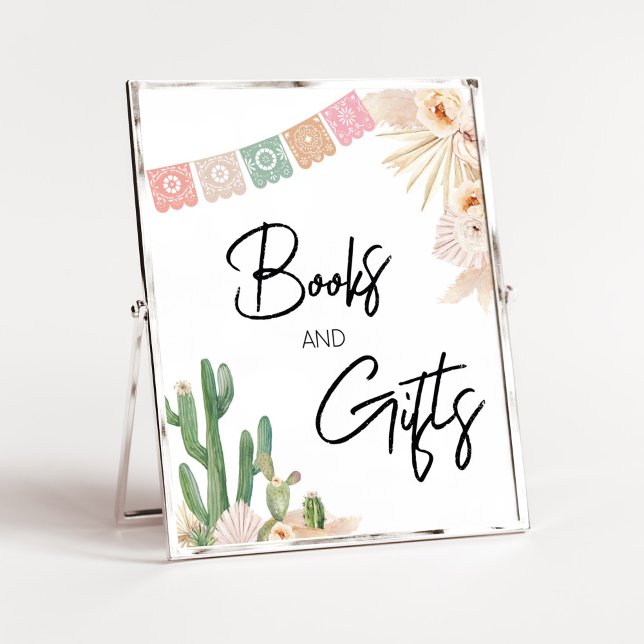 Taco Bout A Baby Boho Kinderdusche Bücher und Gesc Poster (Cactus Baby Shower Books and Gifts Sign)