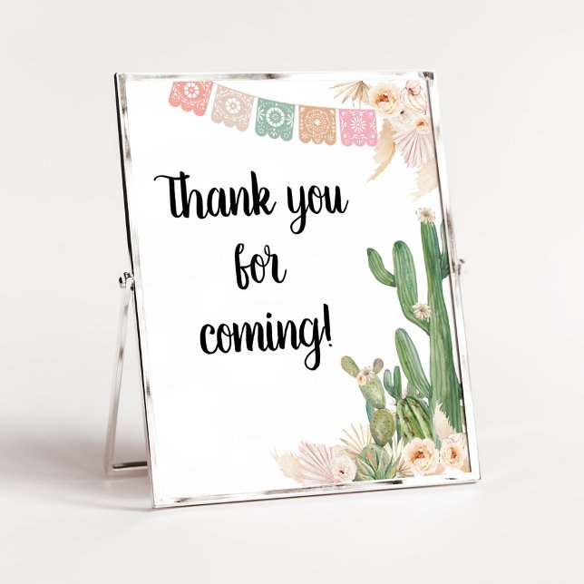 Taco Bout A Baby Boho Vielen Dank für Ihren Besuch Poster (Cactus Baby Shower Thank you for Coming Sign)