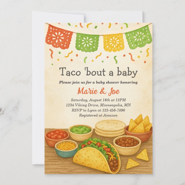 Taco Bout A Baby Fiesta Baby Shower Einladung (Vorderseite)