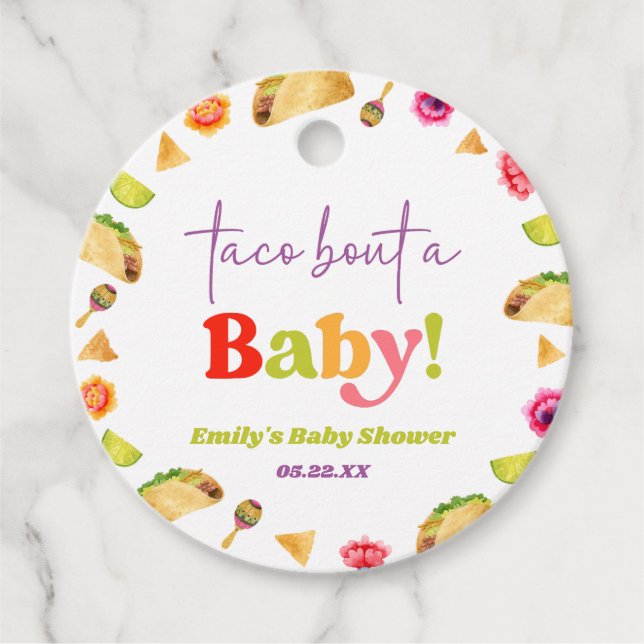 Taco Bout A Baby! Fiesta Baby Shower Geschenkanhänger (Vorderseite)