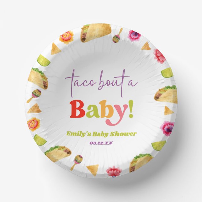 Taco Bout A Baby! Fiesta Baby Shower Pappteller (Vorderseite)