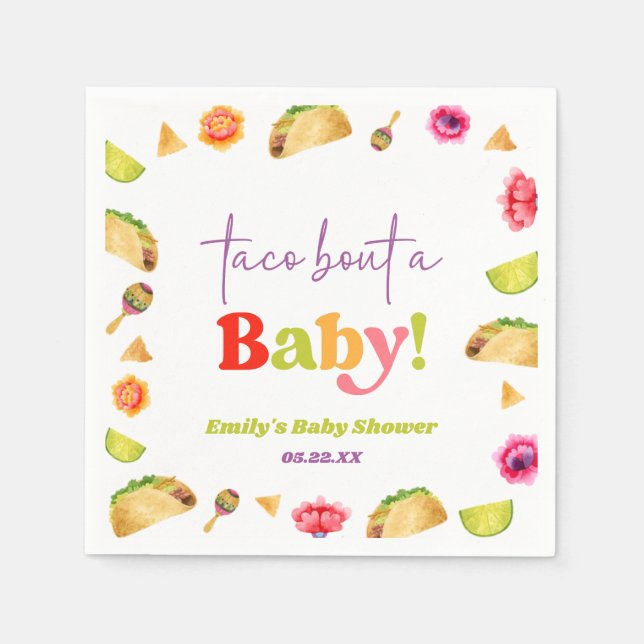Taco Bout A Baby! Fiesta Baby Shower Serviette (Vorderseite)