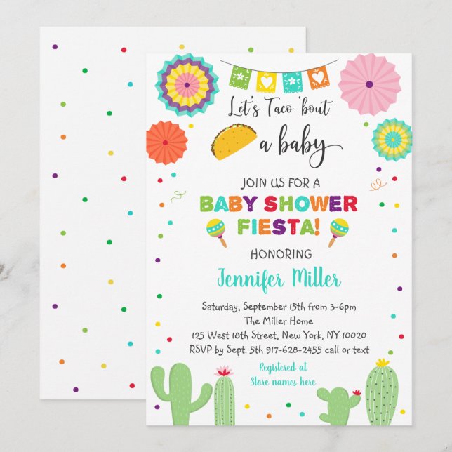 Taco Bout A Baby Fiesta Cactus Baby Shower Einladung (Vorne/Hinten)