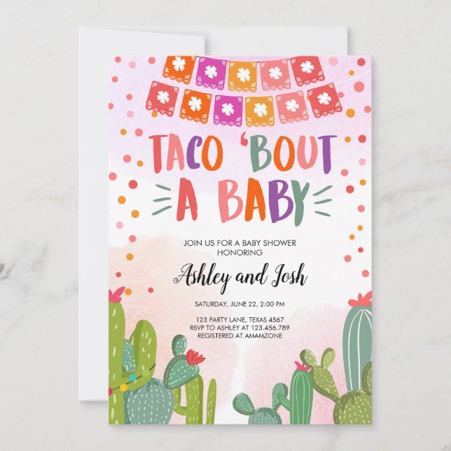 Taco Bout a Baby Fiesta Paare Babydusche Einladung (Vorderseite)