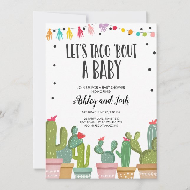 Taco Bout a Baby Fiesta Paare Einladung (Vorderseite)