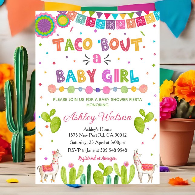 Taco 'Bout a Baby Girl Shower Invitation Einladung (Von Creator hochgeladen)