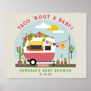 Taco Bout A Baby Pink Camper Girl Baby Dusche Poster