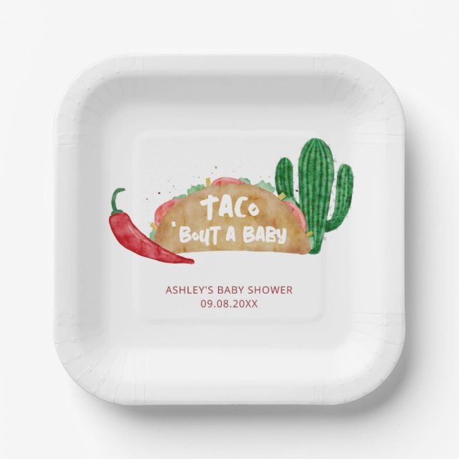 Taco 'Bout a Baby Shower Fiesta Personalisiert Pappteller (Vorderseite)