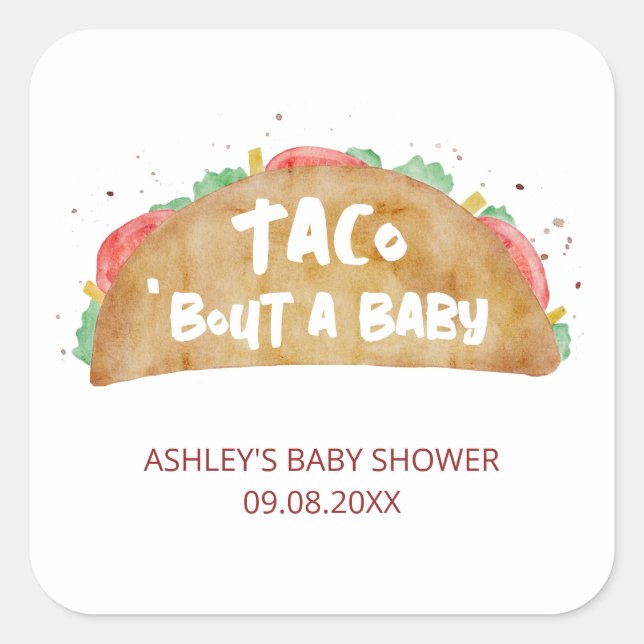 Taco 'Bout a Baby Shower Fiesta Quadratischer Aufkleber (Vorderseite)