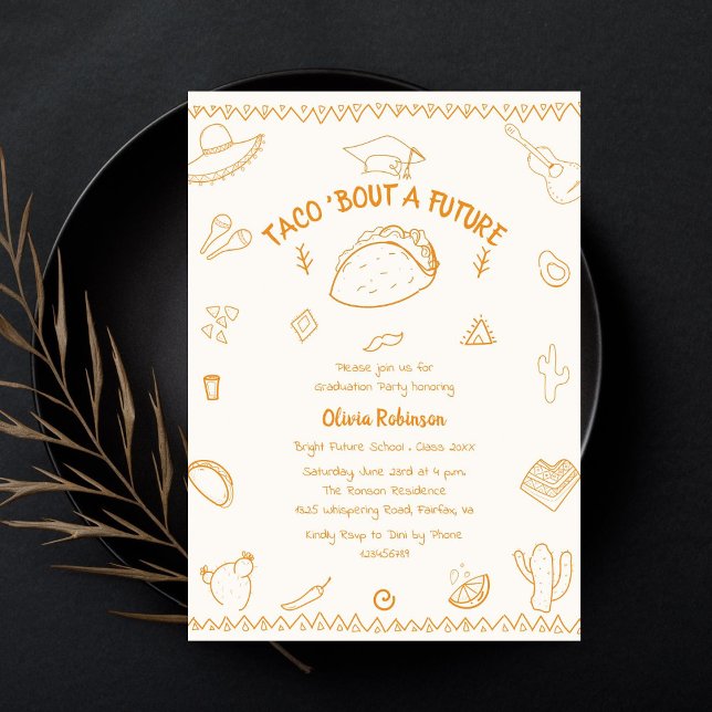 Taco Bout a Future Fiesta Doodle Abschluss Einladung (Von Creator hochgeladen)