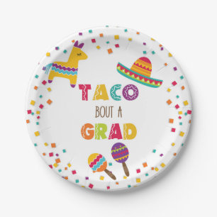 Taco Bout a Grad Fiesta Abschluss Plate - Weiß Pappteller